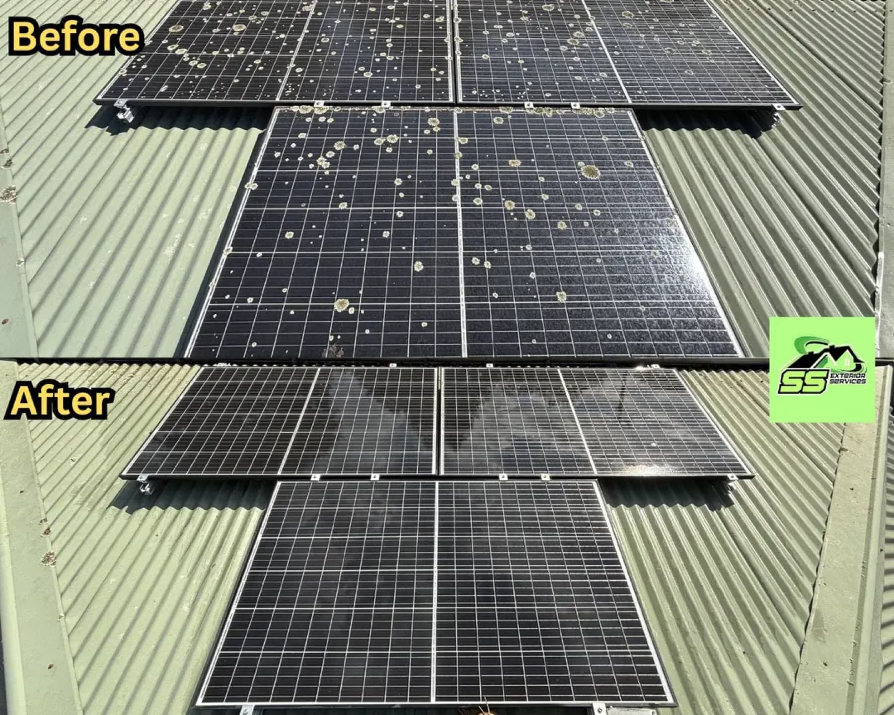Solar panel cleaning by SS Exterior Services in Kilmore and Mitchell Shire